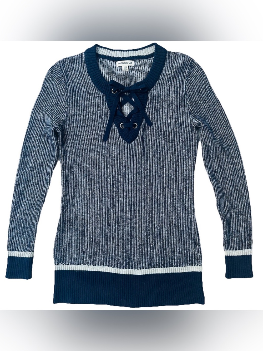 Toad & Co Mitchel Tunic Sweater Blue XS Coastal Sustainable Lambswool MSRP $139